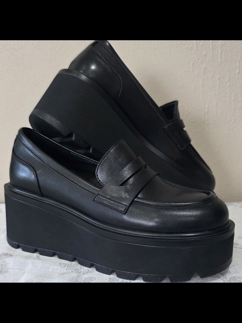 Platform Penny Loafers in Black - Picture 2 of 8
